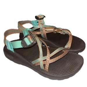 Chaco Womens Z/2 Classic Sandals Adjustable Straps Brown Blue Size 8 EUC Hiking